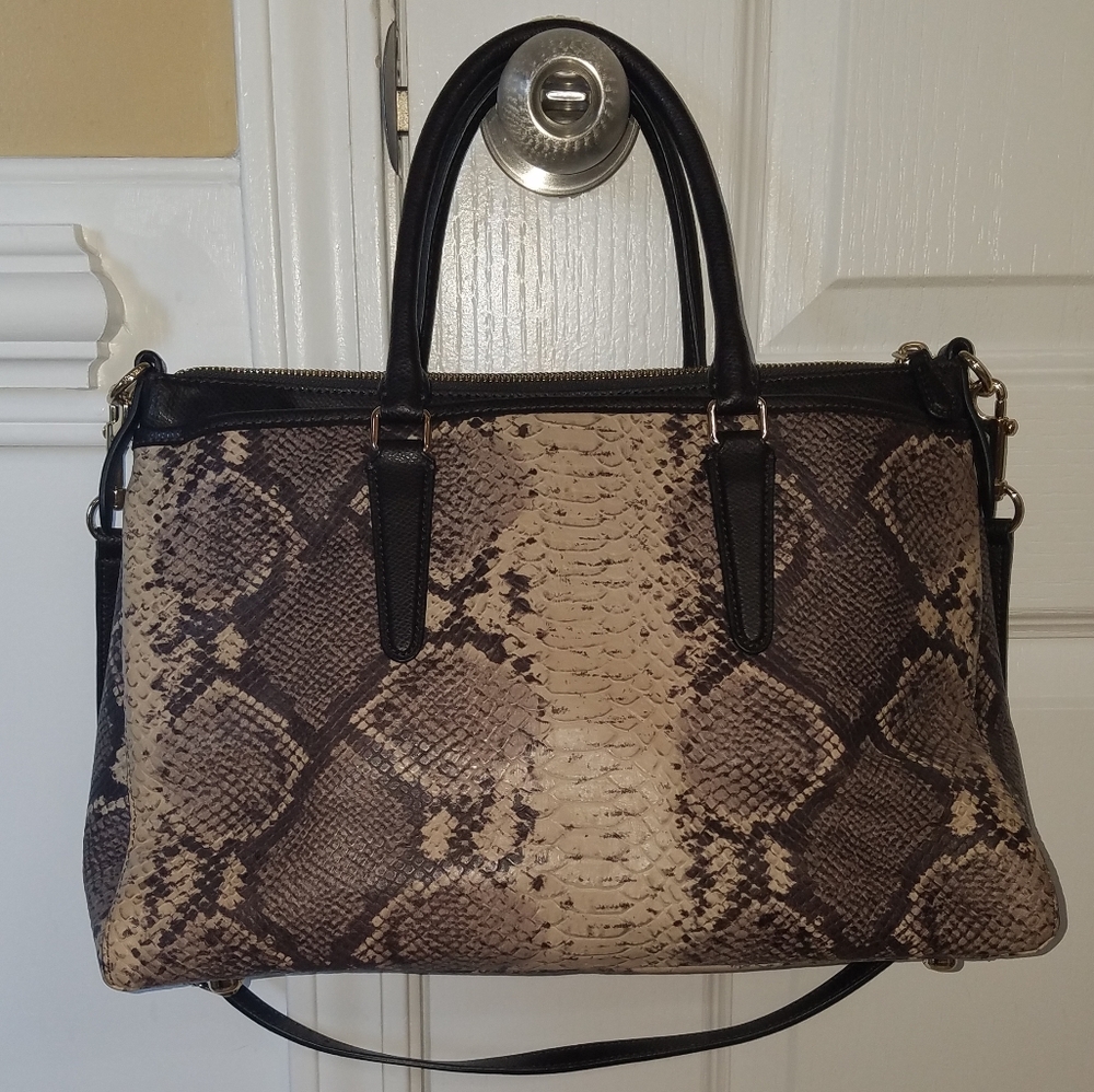 Coach Morgan Python Embossed Leather Satchel - image 2